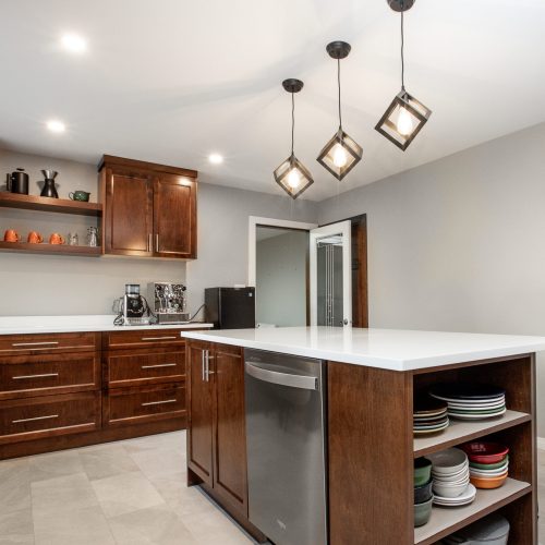 premium wood cabinetry, polished quartz countertops edmonton kitchen reno