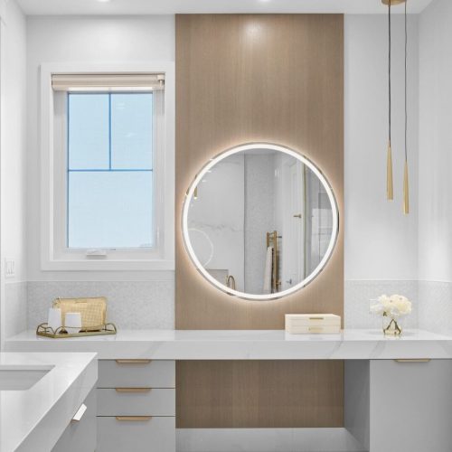 white oak accent panels in bathroom reno edmonton sturgeon county