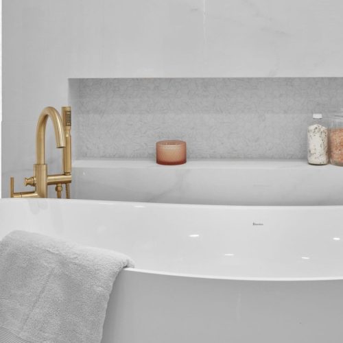 backlit feature wall with linear niche sturgeon county edmonton area